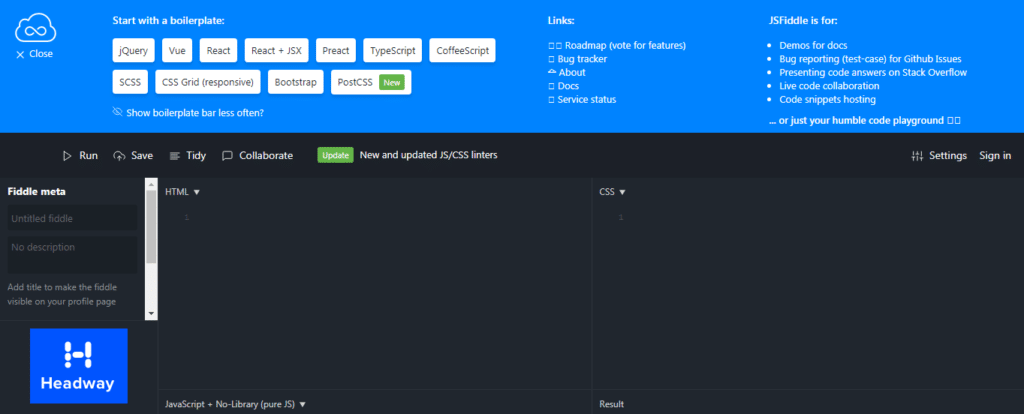 Interface JS Fiddle